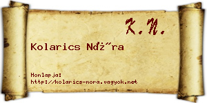 Kolarics Nóra névjegykártya